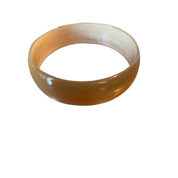Vintage Frosted Taupe Acrylic Bangle Bracelet 2.5" Inside Diameter 3/4" Width - Picture 1 of 5